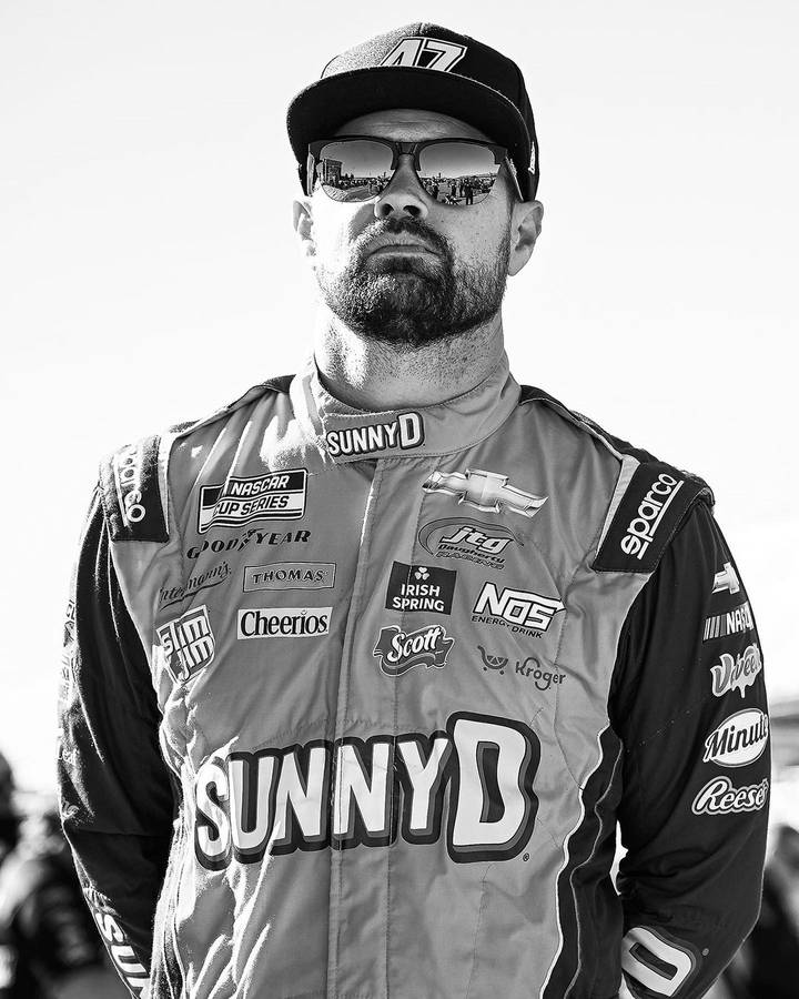 Caption: Renowned Nascar Driver Ricky Stenhouse Jr. In Monochrome Wallpaper