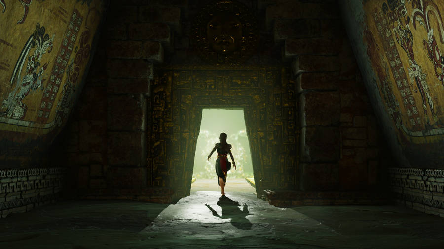 Caption: Shadow Of The Tomb Raider - Enigmatic Temple Entrance Wallpaper