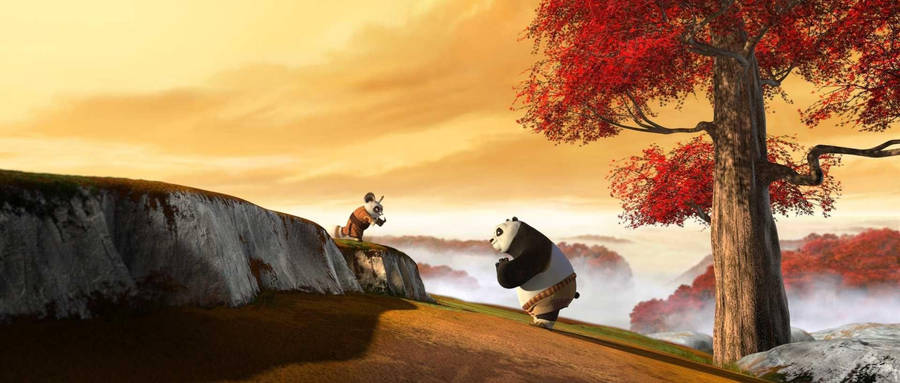 Caption: Shifu And Kung Fu Panda In A Moment Of Respect Wallpaper
