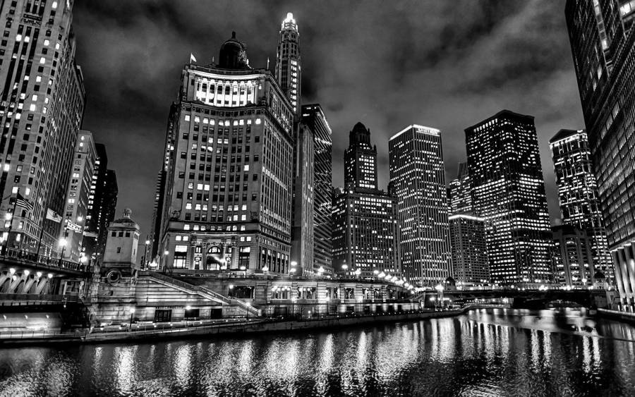 Caption: Striking Monochrome View Of Milwaukee City Wallpaper