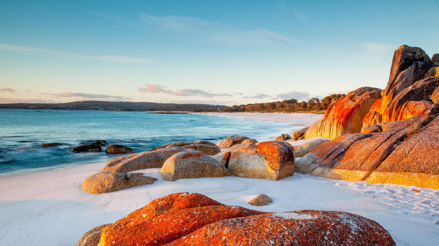 Caption: Stunning Sandy Rocks Of Tasmania Wallpaper