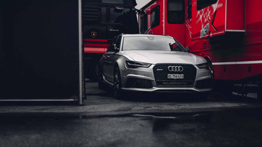 Caption: Stunning Silver Audi Rs 6 Unleashed Wallpaper