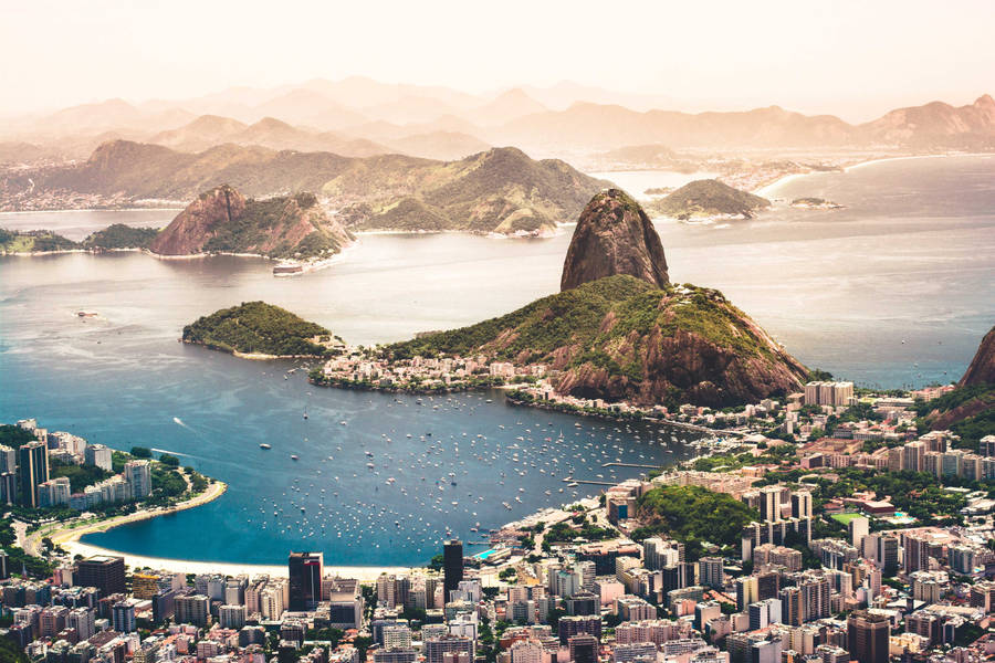 Caption: Sweeping Views From Sugarloaf Mountain, Rio De Janeiro Wallpaper