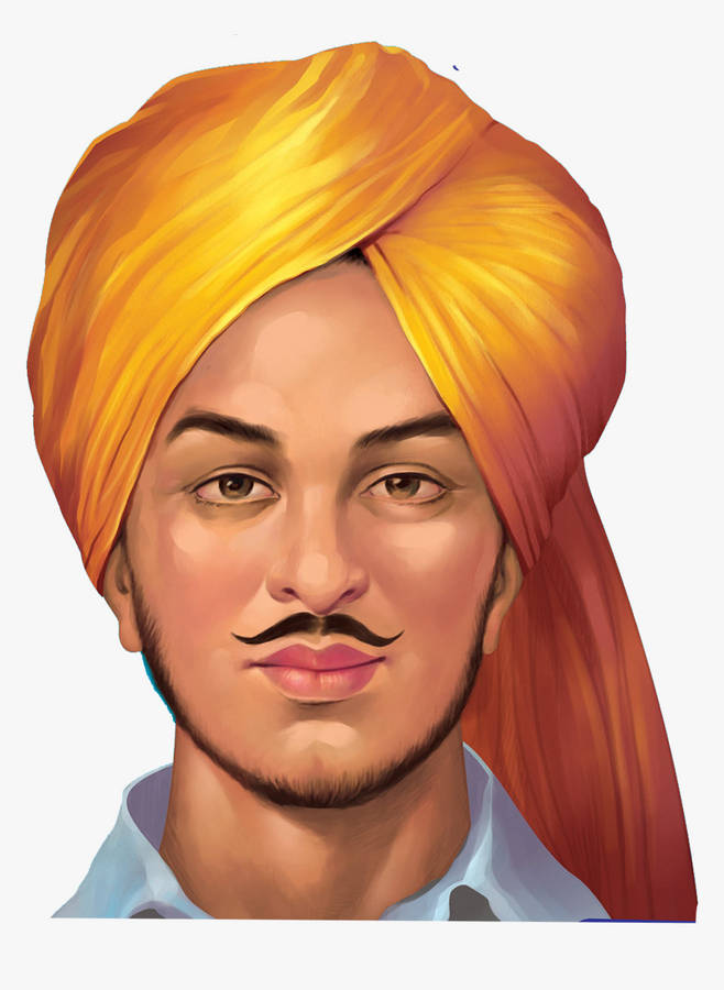 Caption: The Fearless Revolutionary: A Digital Artwork Of Shaheed Bhagat Singh Wallpaper