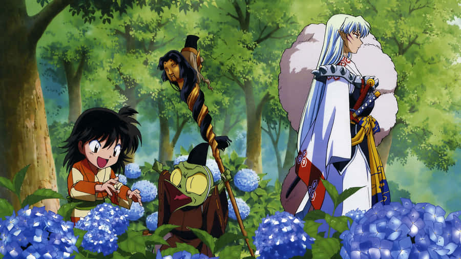 Caption: The Mighty Sesshomaru Unleashing His True Power Wallpaper