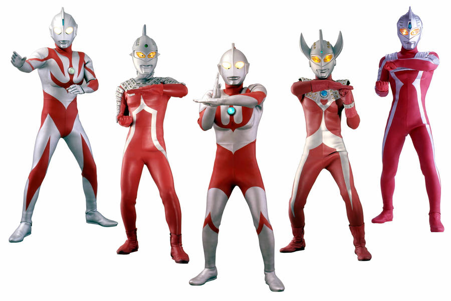 Caption: Ultraman In High Definition Standing Tall On A White Background Wallpaper