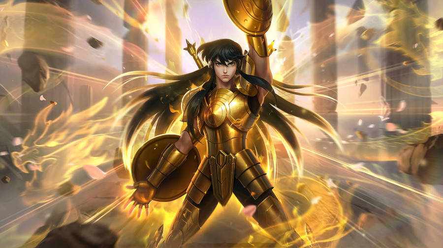 Caption: Unleashing Power: Chou From Mobile Legends In Libra Shiryu Avatar Wallpaper