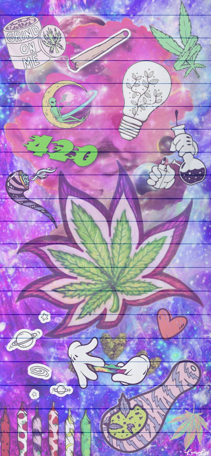 Caption: Vibrant Artistic Weed Design For Iphone Wallpaper Wallpaper