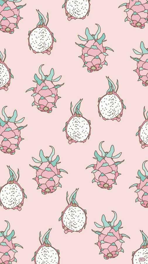 Caption: Vibrant Dragonfruit Arrangement On A Baby Pink Background Wallpaper