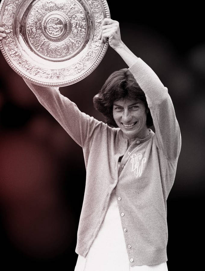 Caption: Virginia Wade Celebrating A Tennis Victory Wallpaper