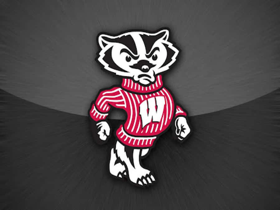 Caption: Wisconsin Badgers Logo On Striped Background Wallpaper