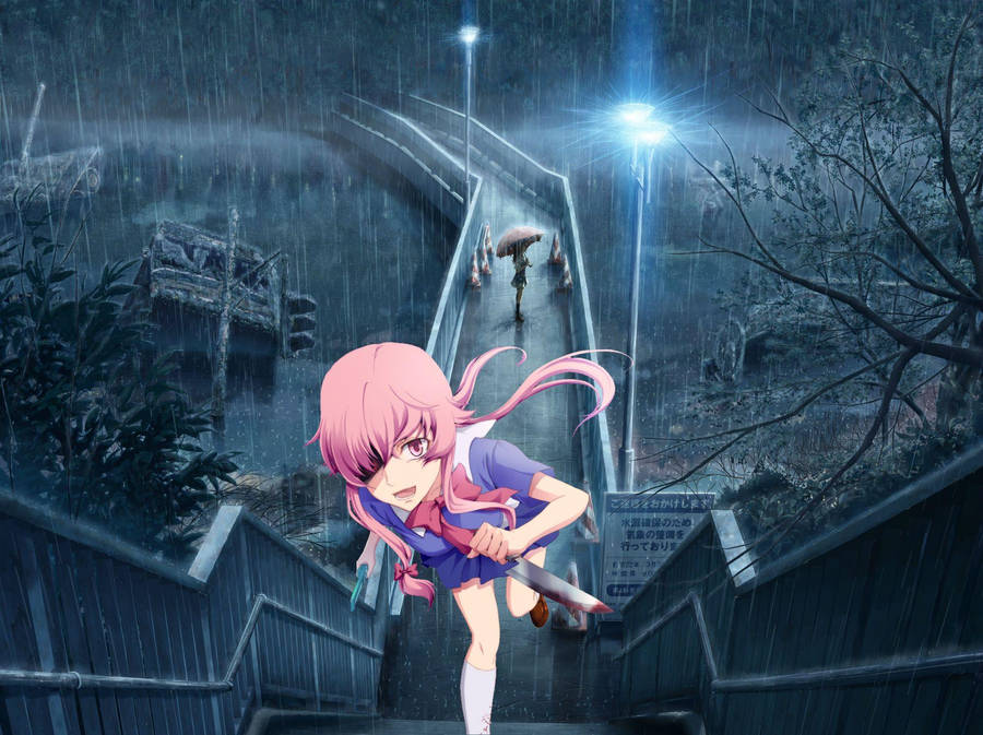 Caption: Yuno Gasai From Future Diary - Intensity Captured In One Image Wallpaper