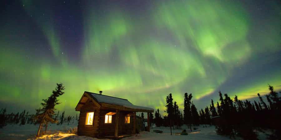 Captivating Aurora Borealis Shimmering Over A Serene Lake Wallpaper