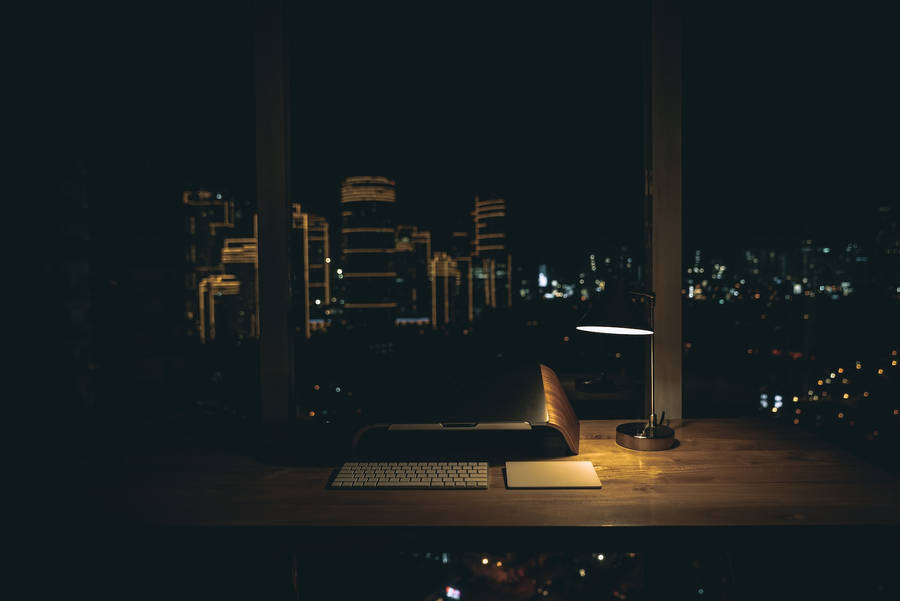 Captivating Dark Office Space Wallpaper