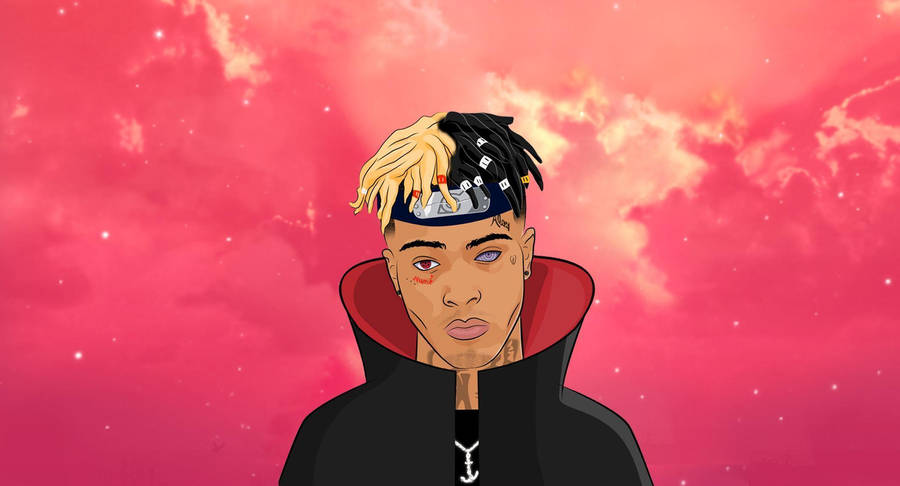 Captivating Image Of Xx Tentacion Donning An Akatsuki Cloak Wallpaper