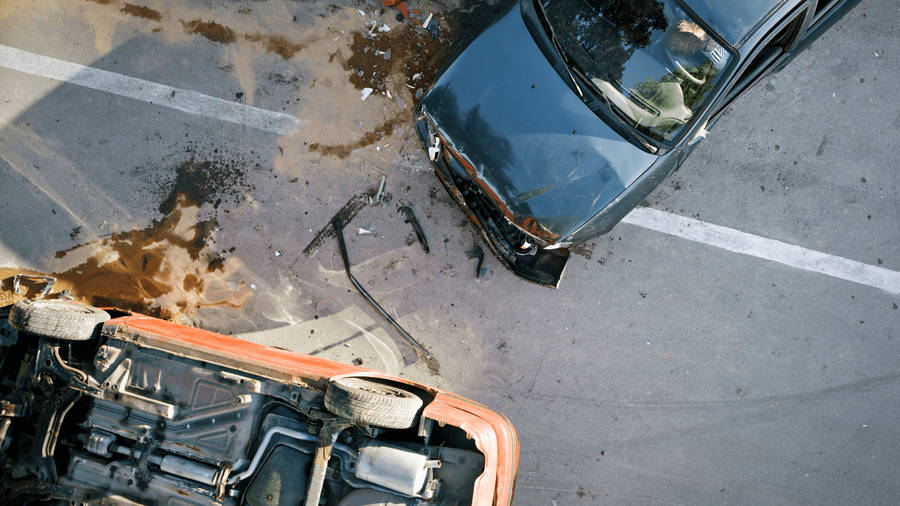 Car Accident On Road Wallpaper