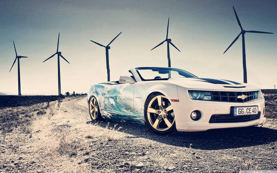 Car And Windmills Wallpaper