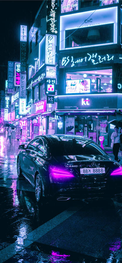 Car Korean City Cyberpunk Iphone X Wallpaper