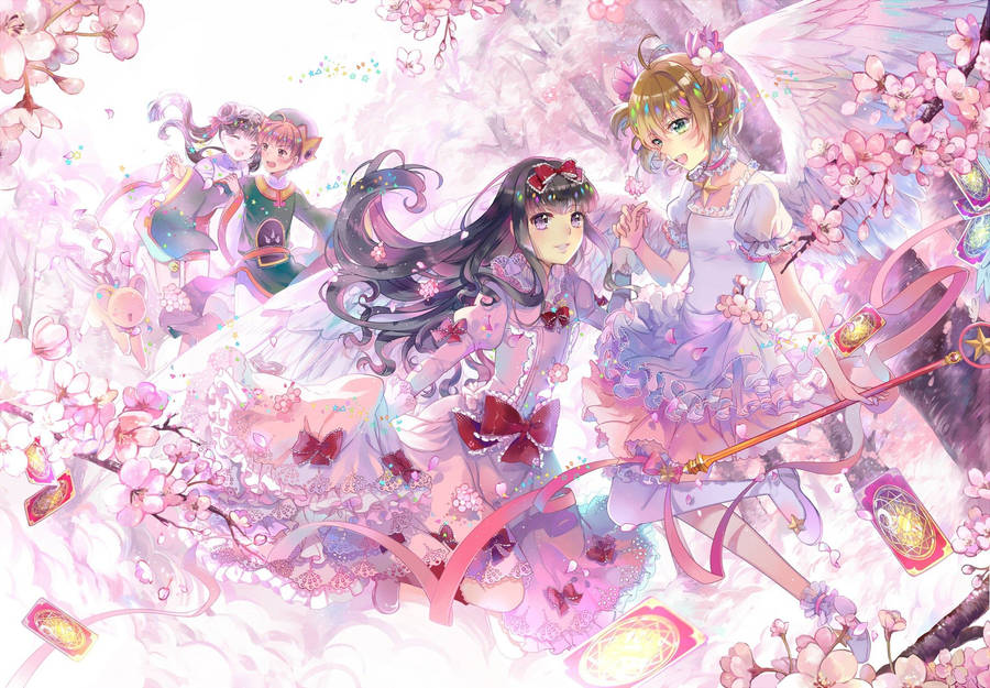 Cardcaptor Sakura Cast In Cherry Blossom Wallpaper