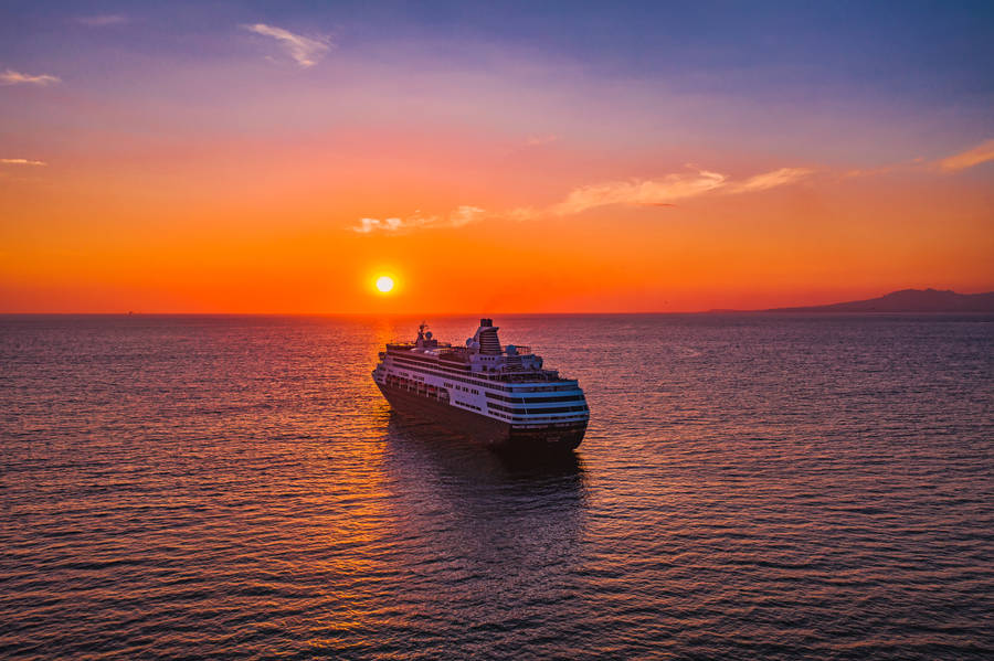 Caribbean Cruise Ship Sunset Wallpaper