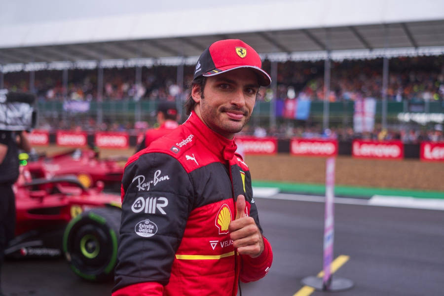 Carlos Sainz Jr Giving Thumbs Up Wallpaper