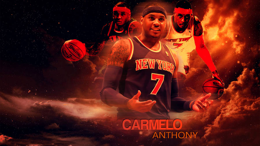 Carmelo Anthony Red Fire Art Wallpaper