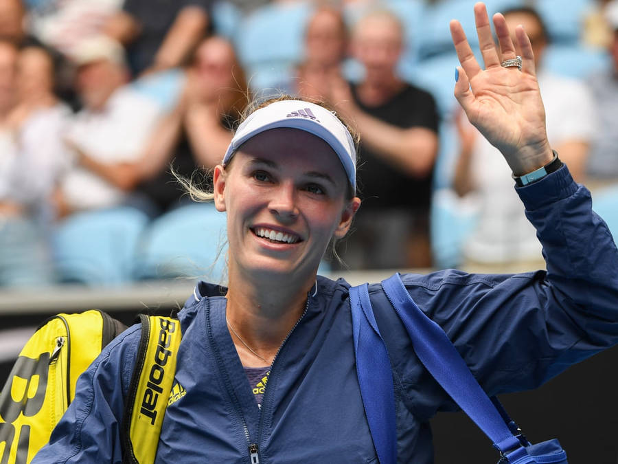 Caroline Wozniacki Waving Wallpaper