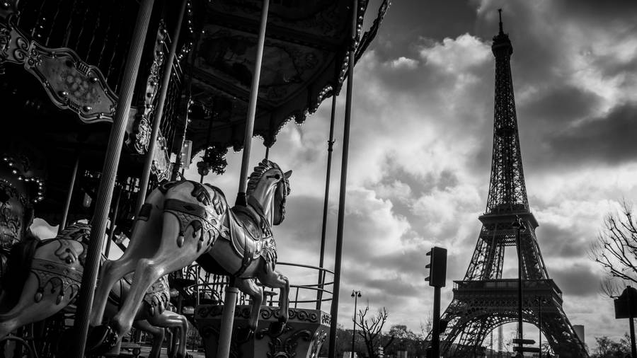 Carousel And Eiffel Tower France Wallpaper