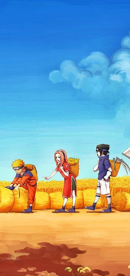 Carrying Hay Team 7 Naruto Iphone Wallpaper