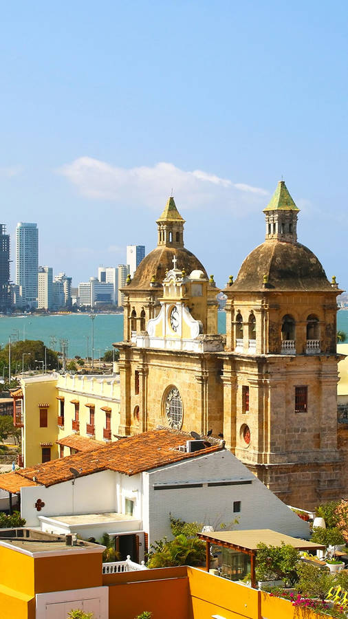 Cartagena Catholic Church Portrait Wallpaper