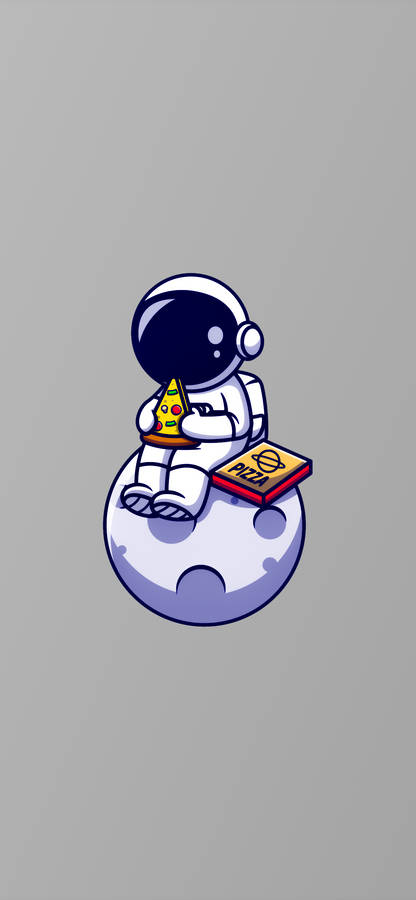 Cartoon Astronaut Eating Pizza Wallpaper