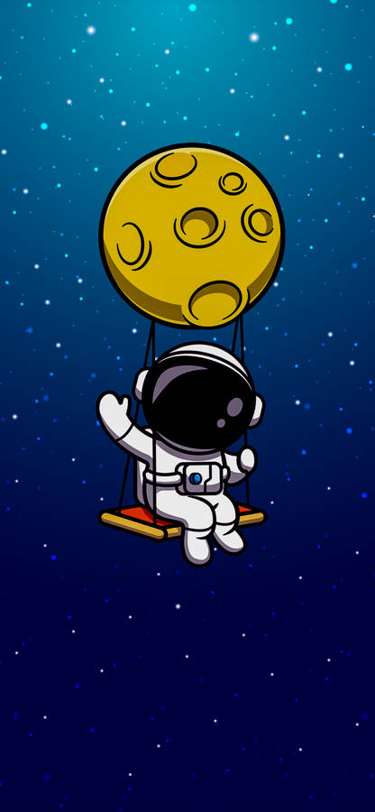 Cartoon Astronaut On A Swing Wallpaper