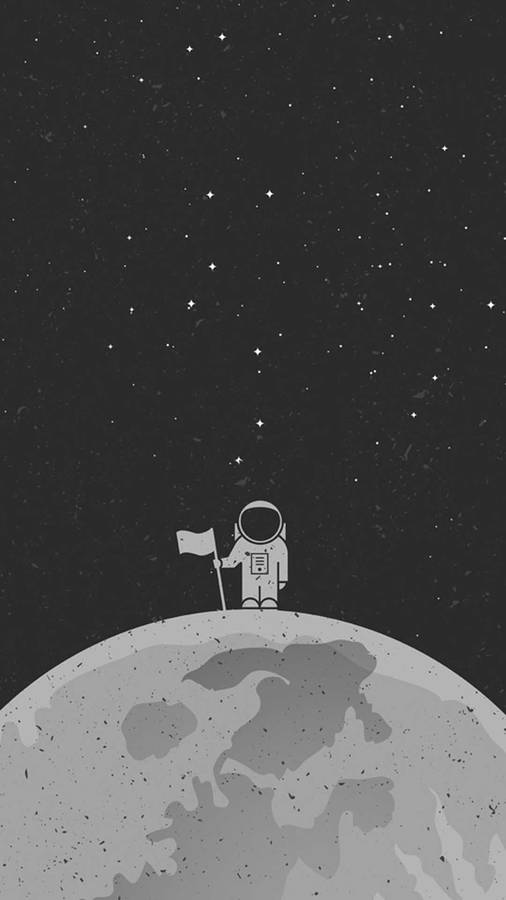 Cartoon Astronaut With A Flag Wallpaper