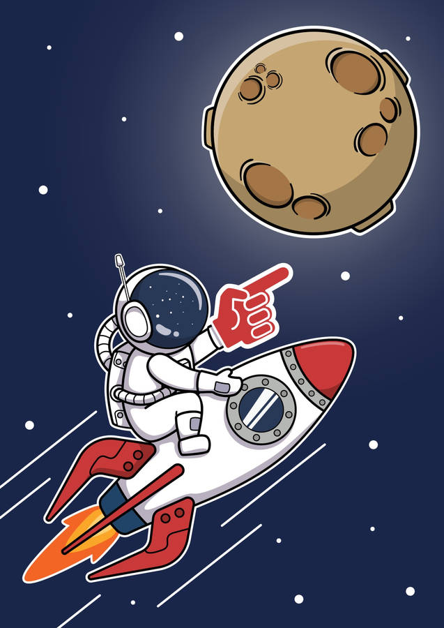 Cartoon Astronaut With Foam Finger Wallpaper