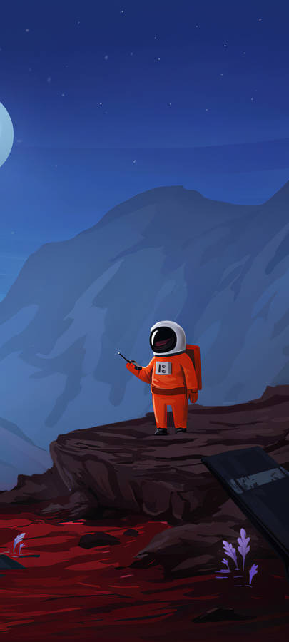 Cartoon Astronaut With Walkie-talkie Wallpaper