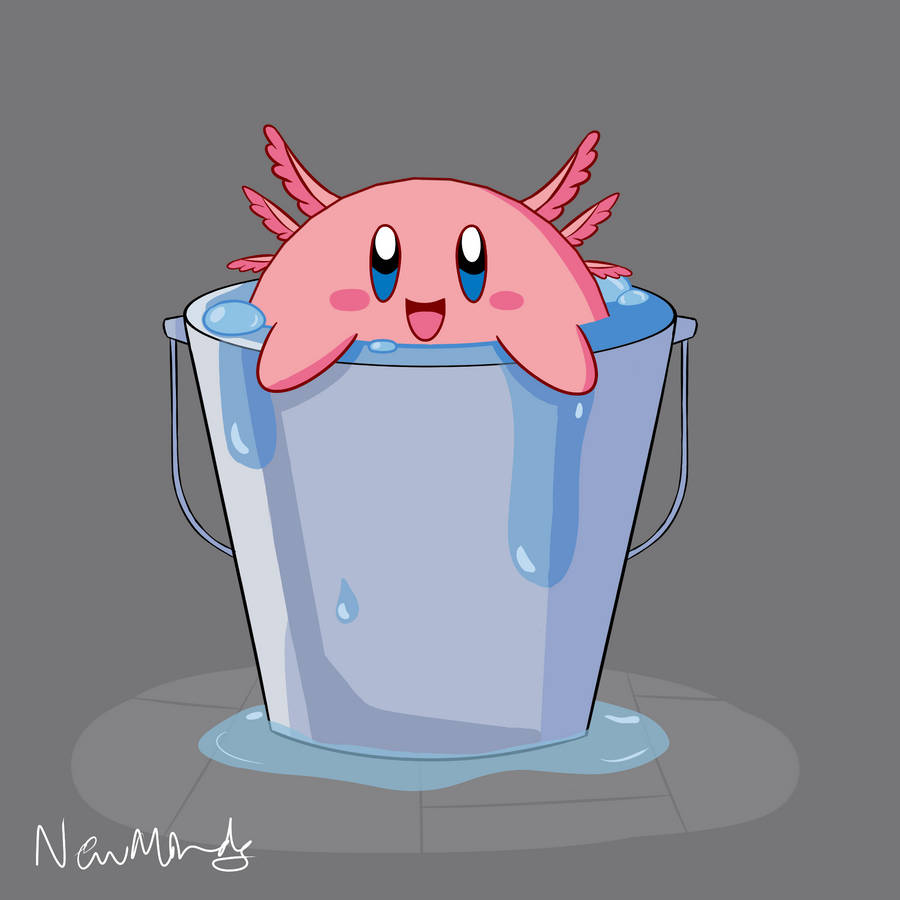 Cartoon Axolotl In A Bucket Wallpaper