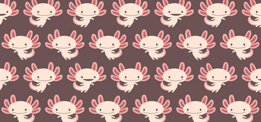 Cartoon Axolotl Pattern Wallpaper