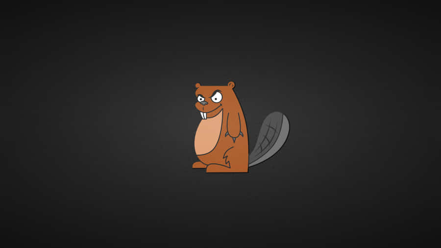 Cartoon Beaver Characteron Dark Background Wallpaper