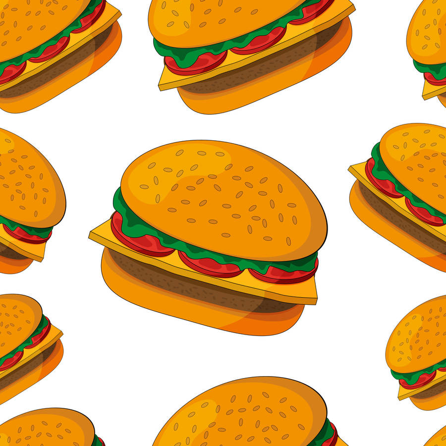 Cartoon Cheeseburgers On A White Background Wallpaper