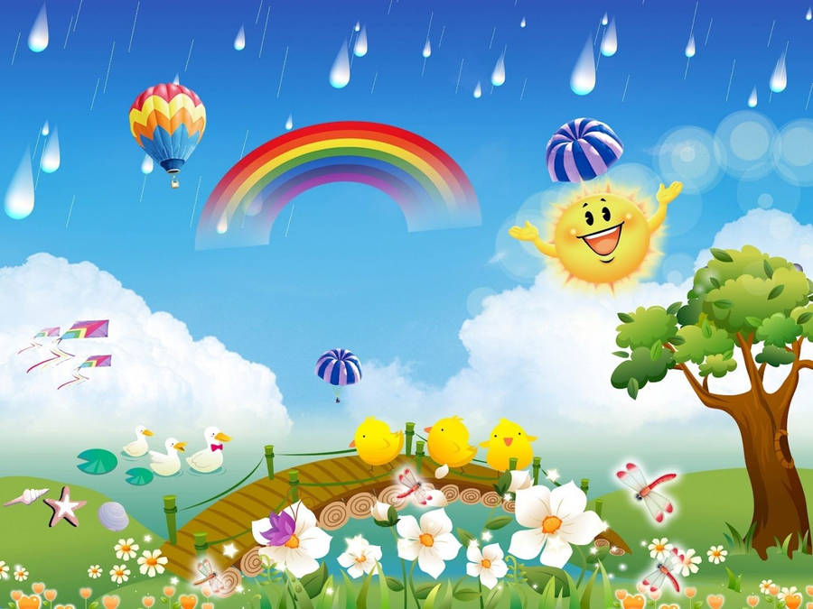 Cartoon Colorful Nature Wallpaper