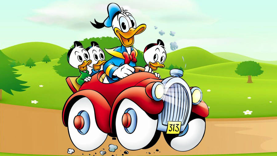 Cartoon Donald Duck And Nephews Wallpaper