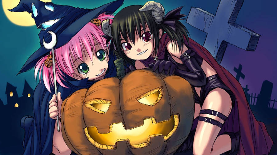 Cartoon Halloween Beautiful Witches Wallpaper