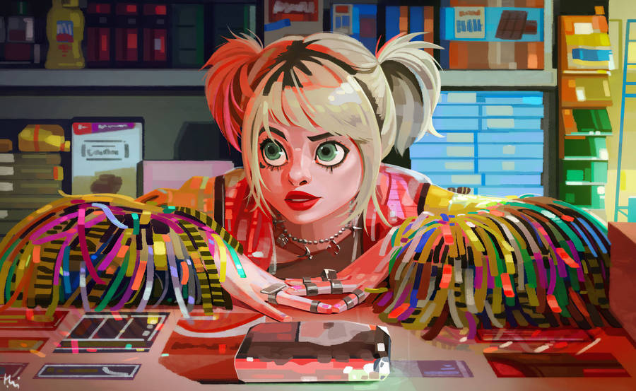 Cartoon Illustration Of Harley Quinn 4k Wallpaper