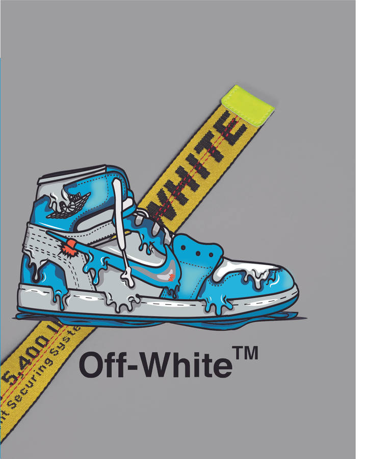 Cartoon Jordan Shoes Blue Off white Collaboration Wallpaper WallpapersOK