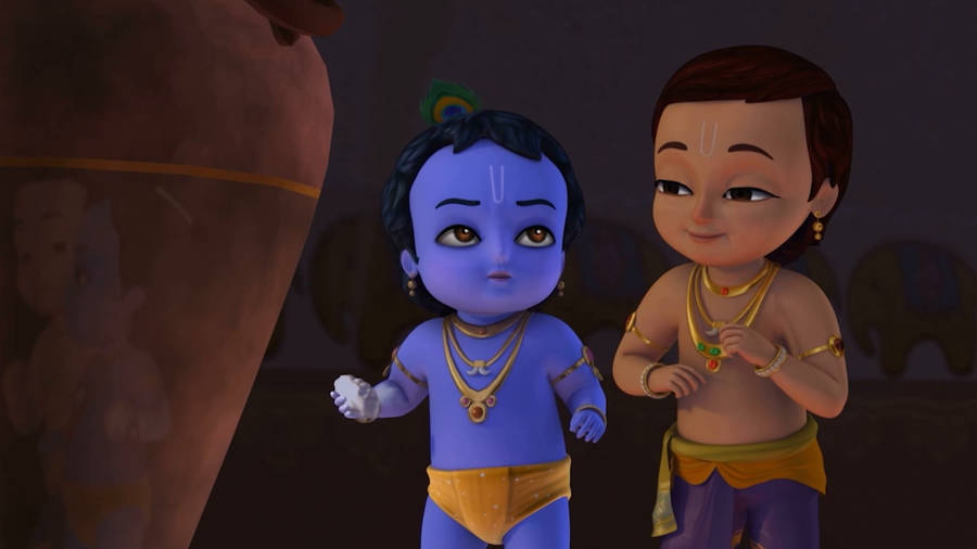 Cartoon Krishna And Balram Wallpaper