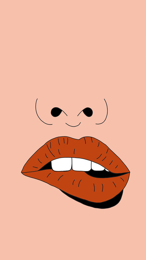 Cartoon Lip Art 70s Retro Aesthetic Wallpaper