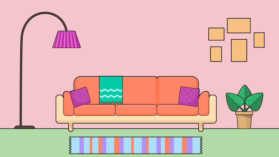 Cartoon Living Room Google Meet Background Wallpaper