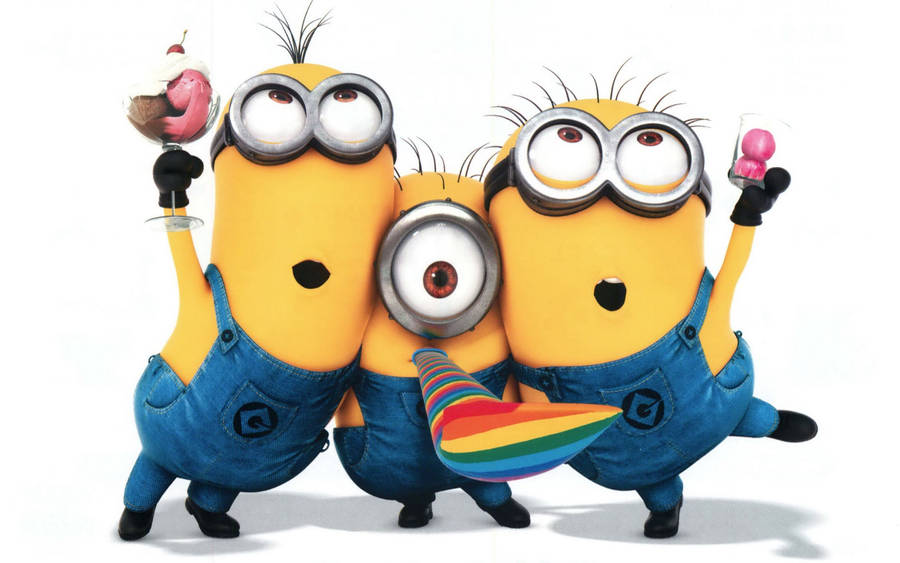 Cartoon Minions Partying Wallpaper