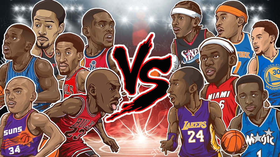 Cartoon Nba Players Team Wallpaper