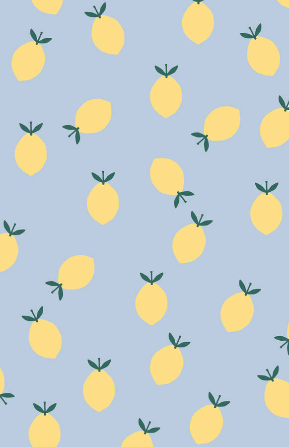 Cartoon Pastel Yellow Lemon Blue Background Wallpaper